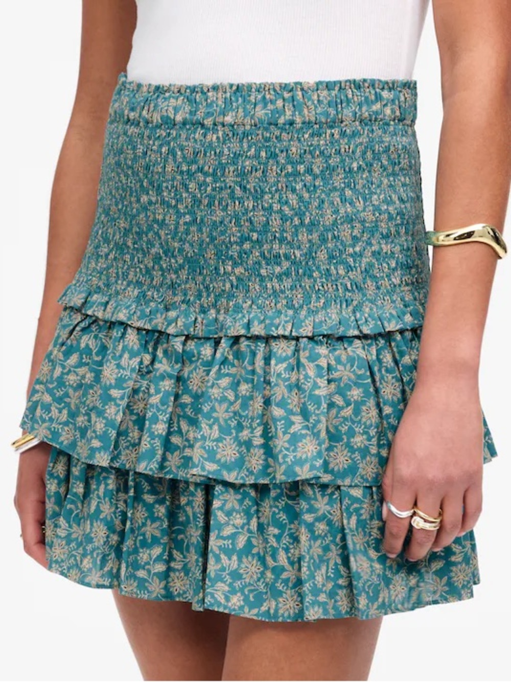 Madewell Tiered Smocked Floral Mini Skirt size 2 NWT